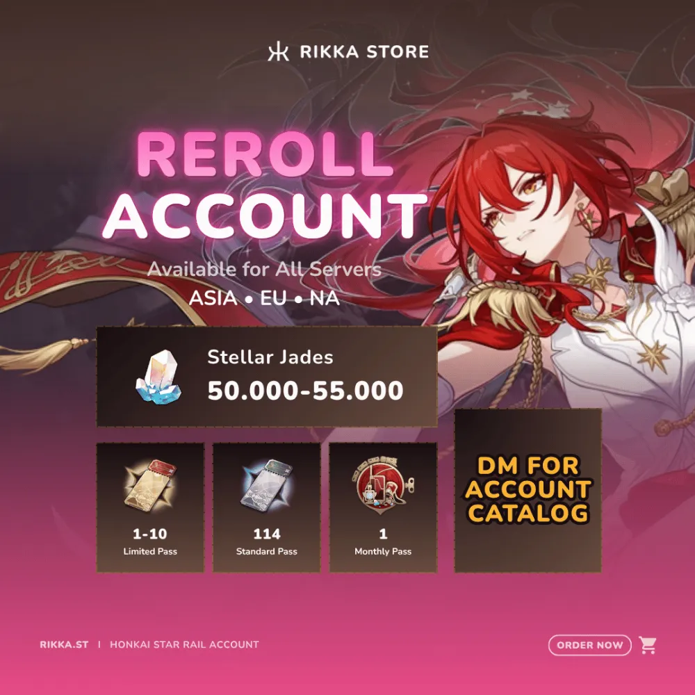 ☆ ASIA | Himeko Nova + 50000+ Stellar Jades + 120 Standard Pass | Reroll Account