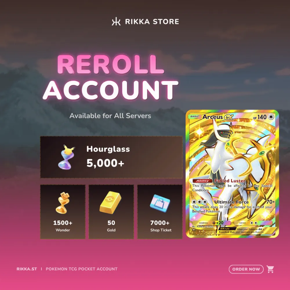 ☆ Global | 1x Crown Arceus | 5000+ Pack Hourglass, 1500+ Wonderglass, 50 Gold | DM for Catalog