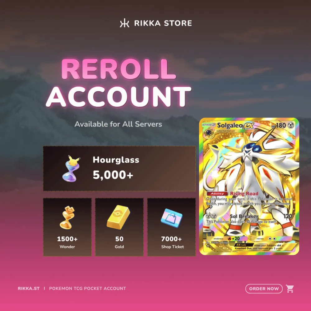 ☆ Global | 1x Crown Solgaleo | 5000+ Pack Hourglass, 1500+ Wonderglass, 50 Gold | DM for Catalog
