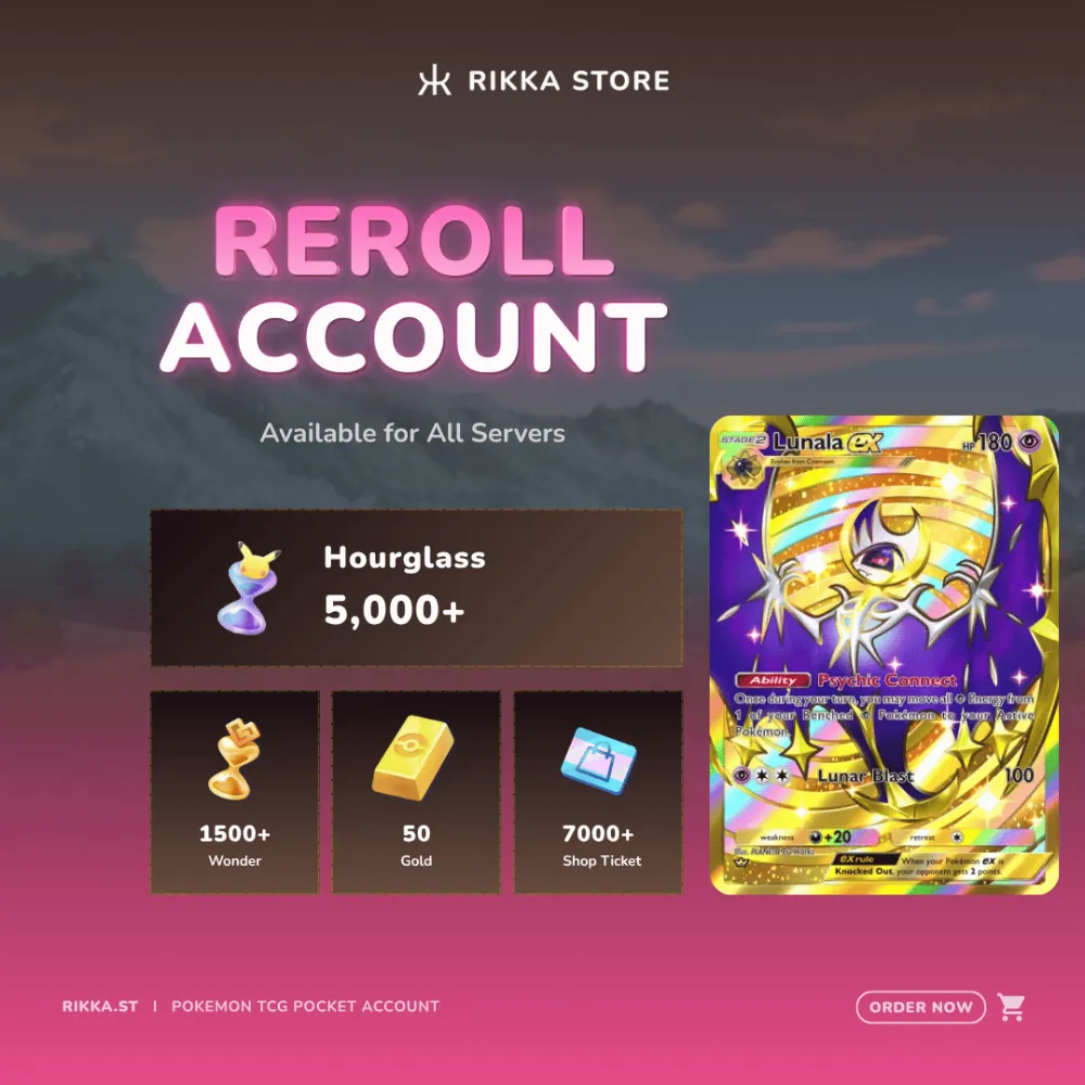 ☆ English | 1x Crown Lunala | 5000+ Pack Hourglass, 1500+ Wonderglass, 50 Gold | DM for Catalog