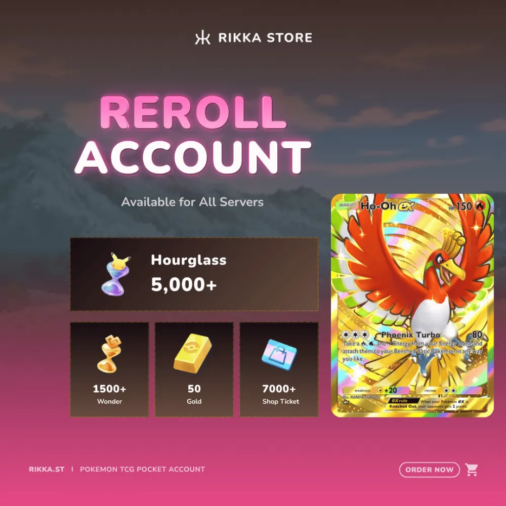☆ Japan | 1x Crown Ho-Oh ex | 5000+ Pack Hourglass, 1500+ Wonderglass, 50 Gold | DM for Catalog