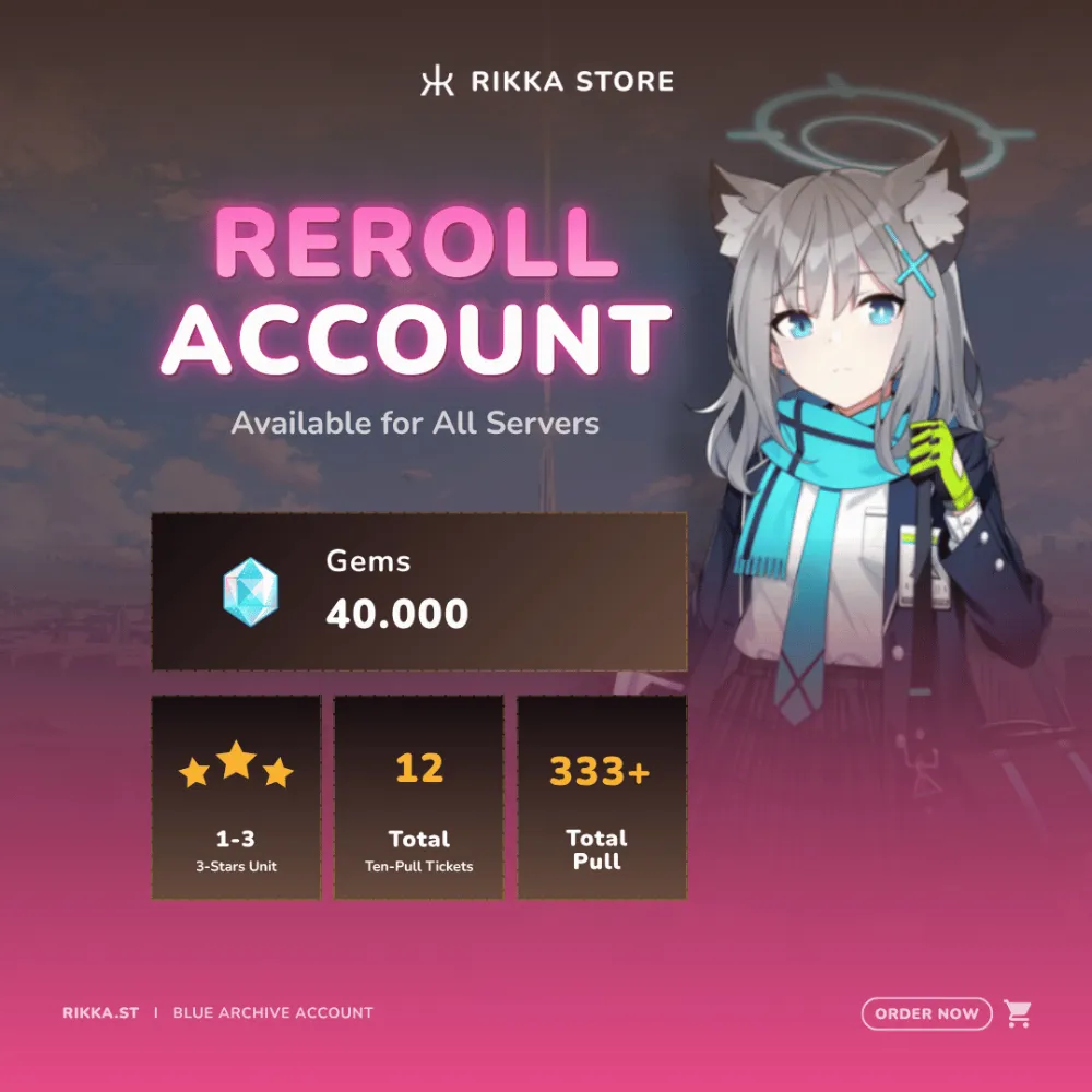 ☆ Global | 40000 Gems | 1-3 3☆ Units | 12 Ten-Pull Tickets | Total Pull 333+ | Nexon Account