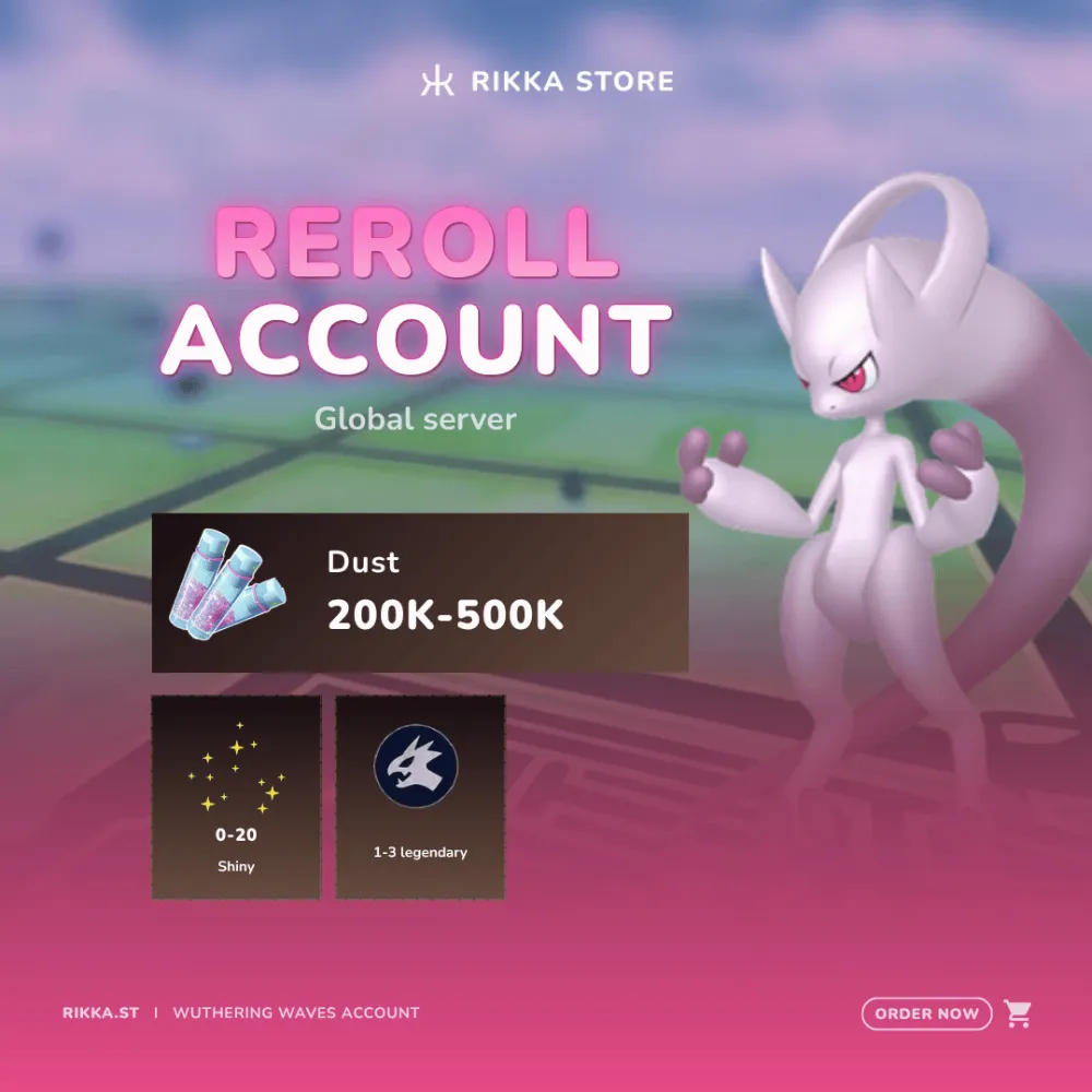 ☆ Global | Lv. 40 | 200-500K Dust | 0-20 Shiny | 1-3 Legendary | Lv100 Hundo Mega Mewtwo Y | PG40-M