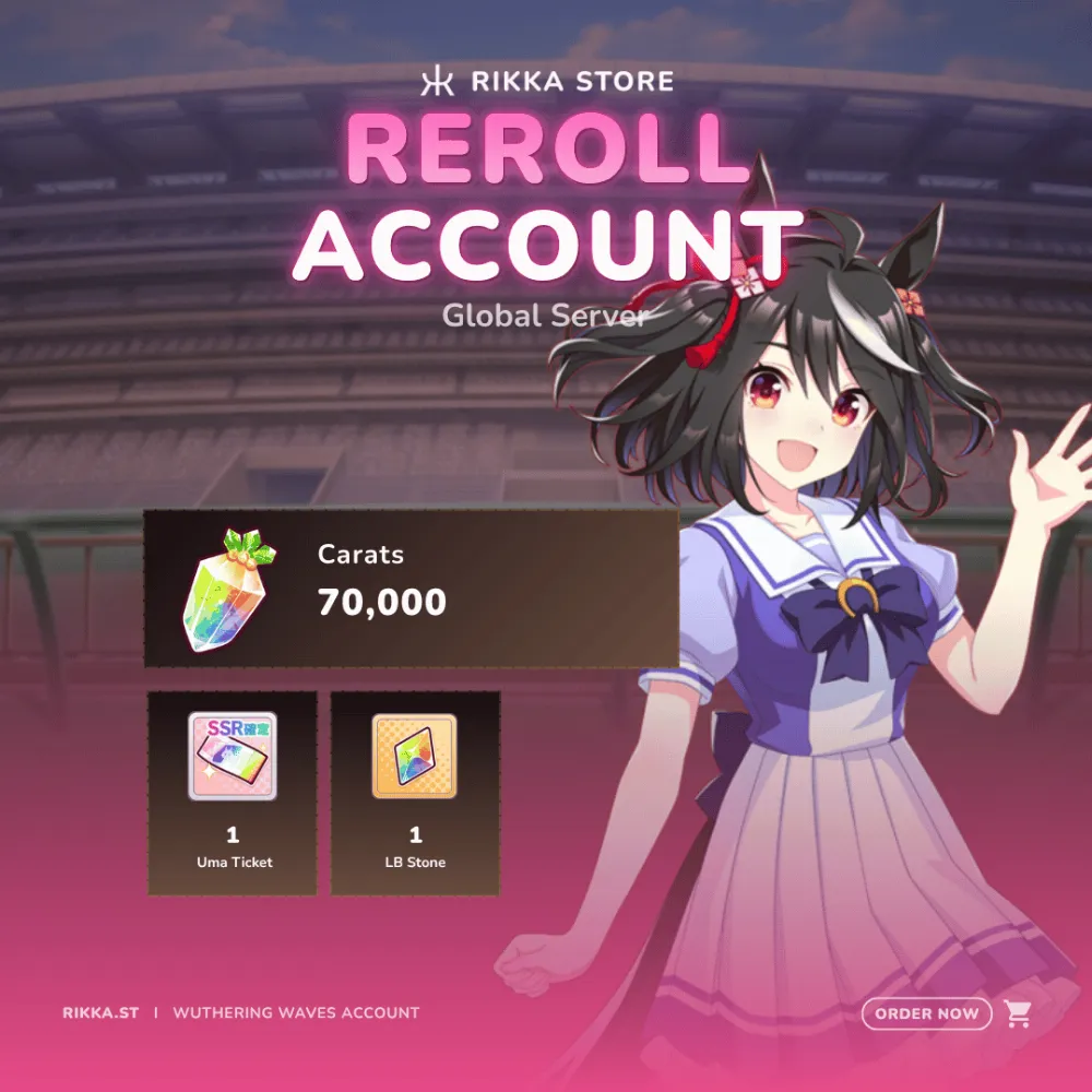 ☆ Global | 70000 Carrats | MLB Kitasan Black SSR | 1-5 3☆ Umas | 1x 3☆ Uma Ticket | 1x LB Stone