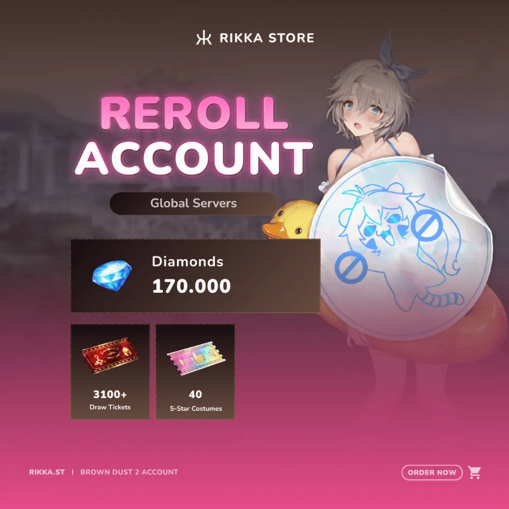 ☆ Global | 170000+ Dia | 3100+ Tix | +5 Summer Teresse | 40+ 5☆ Costumes | UR Gear & Mats