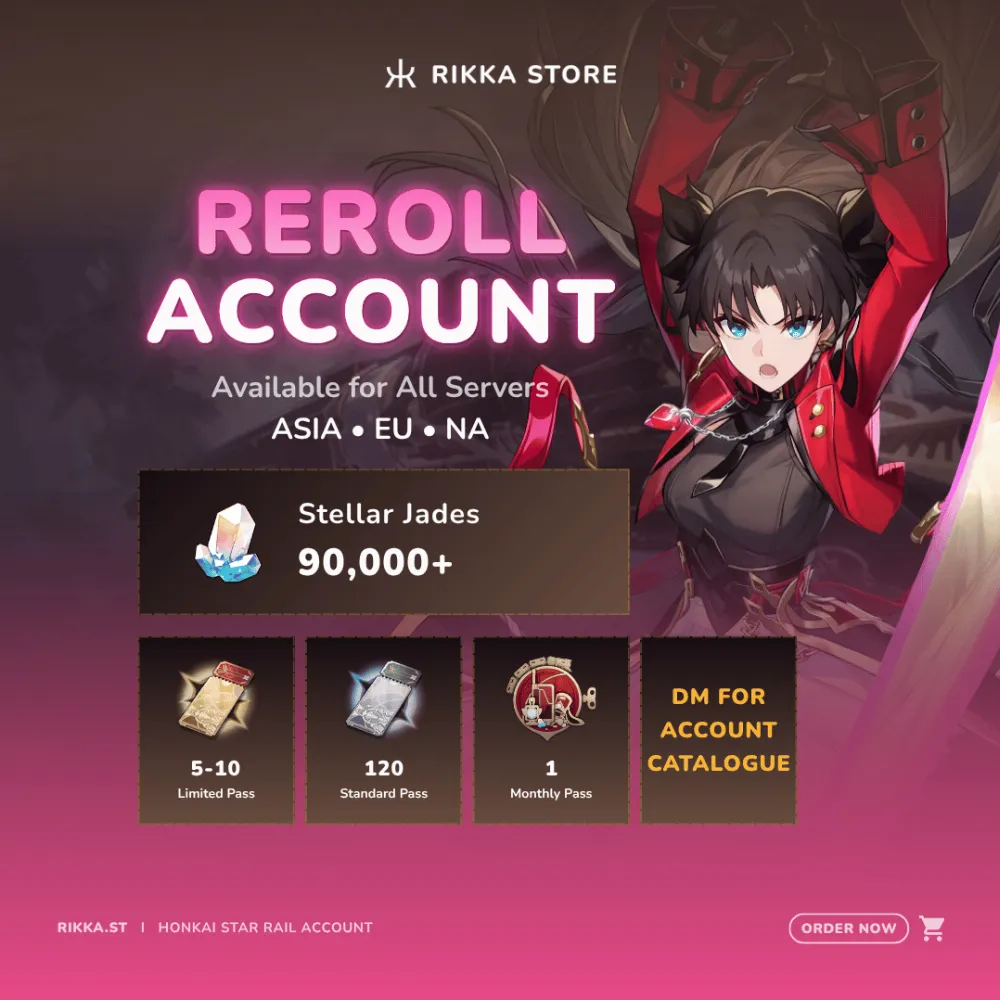 ☆ NA | 90000+ Stellar Jades + 120 Standard Pass + 5-10 Limited Pass | Lv 50 | Reroll Account
