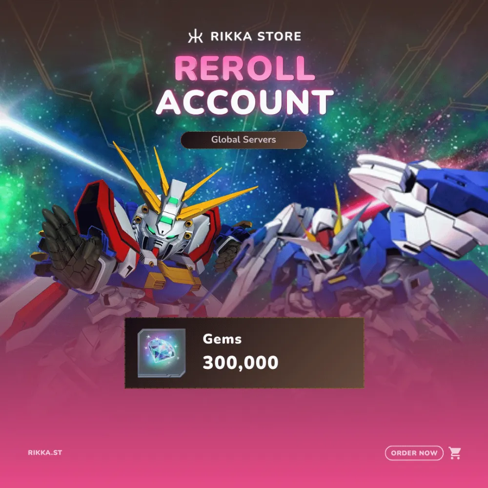 ☆ Global | Burning Gundam (EX) + 00 Raiser FB | 300000 Gems | 3x SSR Tix | 16x Single Tix | 45x SSR