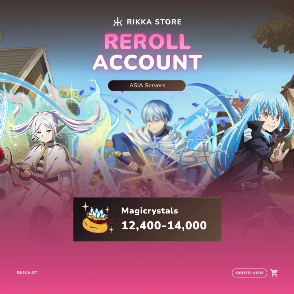 ☆ ASIA | Android | Frieren + Himmel + Stark | 12400+ Magicrystals | 30-40x Random 5☆ Characters
