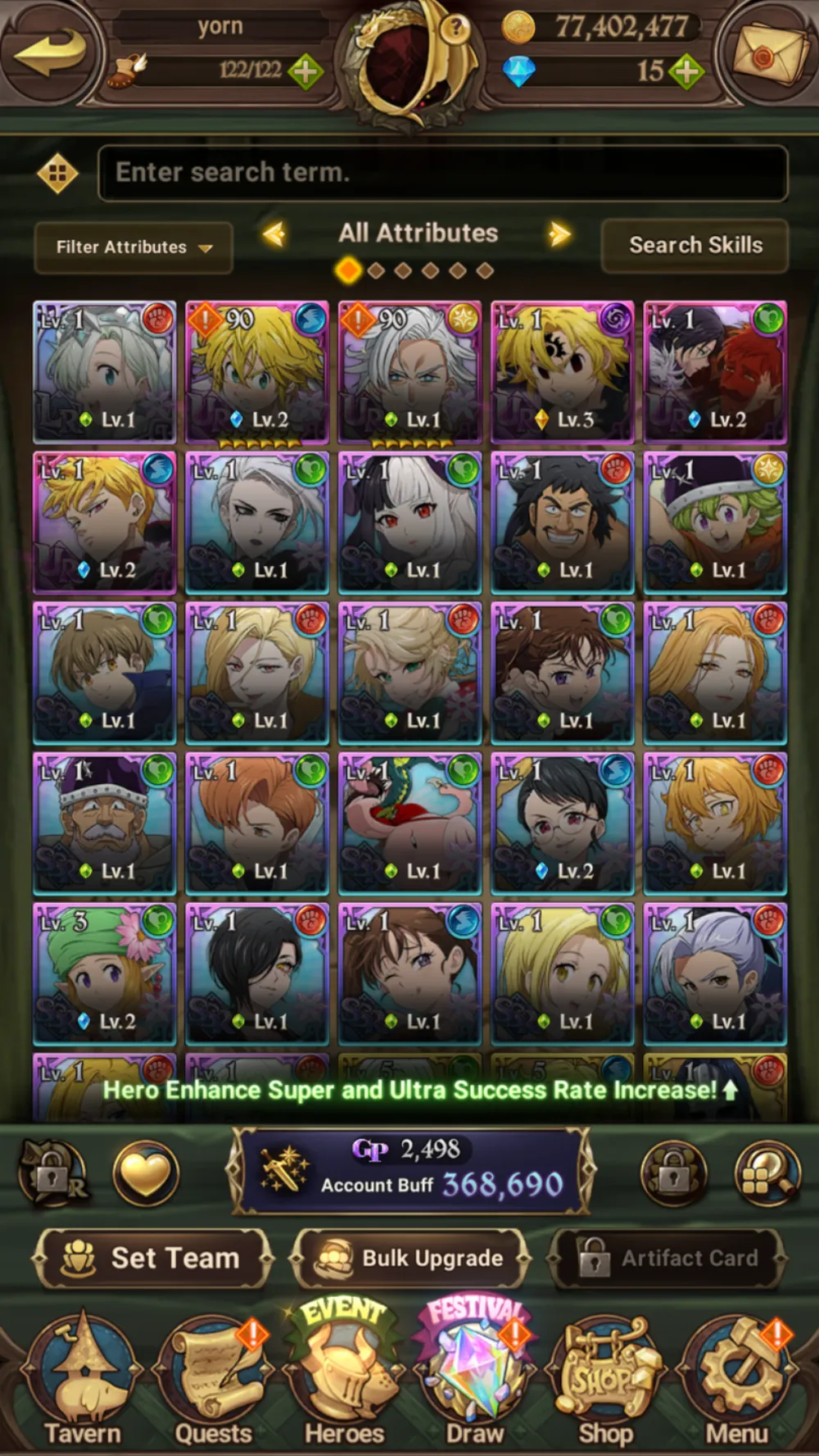 Starter 1-2 | Global | 1LR 5UR | Nemesis Meliodas 3/6 Merlin&Escanor 2/6 | Unlinked/Code