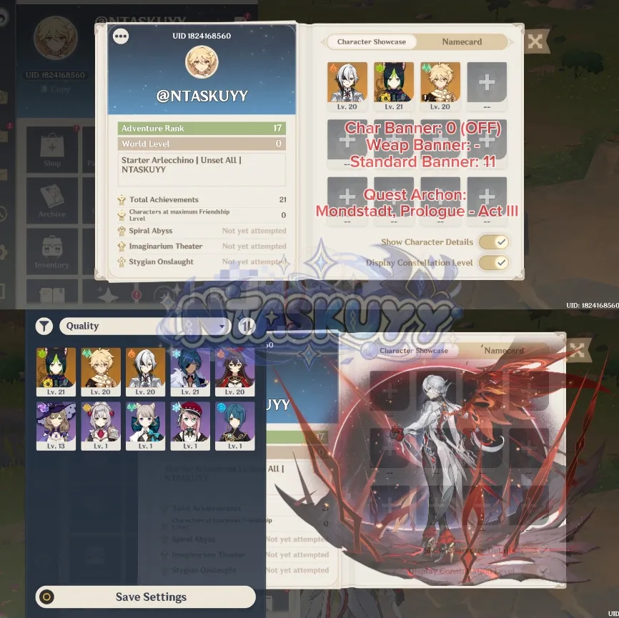 ASIA | AR 17 | Starter Arlecchino + Tighnari | Unset All | Aether #92