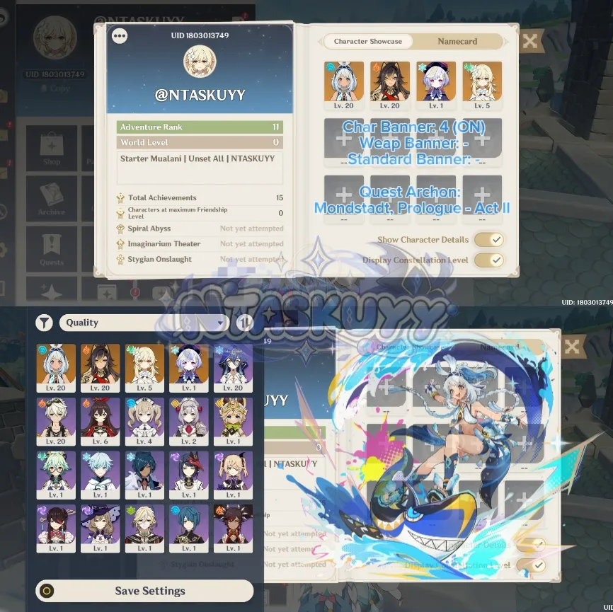 ASIA | AR 11 | Starter Mualani + Dehya + Qiqi (Rate ON) | Unset All | Lumine | Instant Delivery! #93
