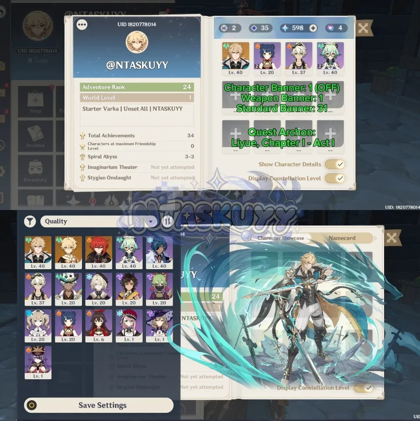 ASIA | AR 24 | Starter Varka + Diluc | Unset All | Aether #97