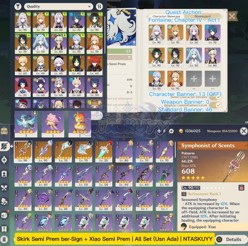ASIA | AR 55 | Skirk Sign Esco Sign + Xiao Semi Prem + Citlali + Ayato + Yoimiya | All Set | Aether