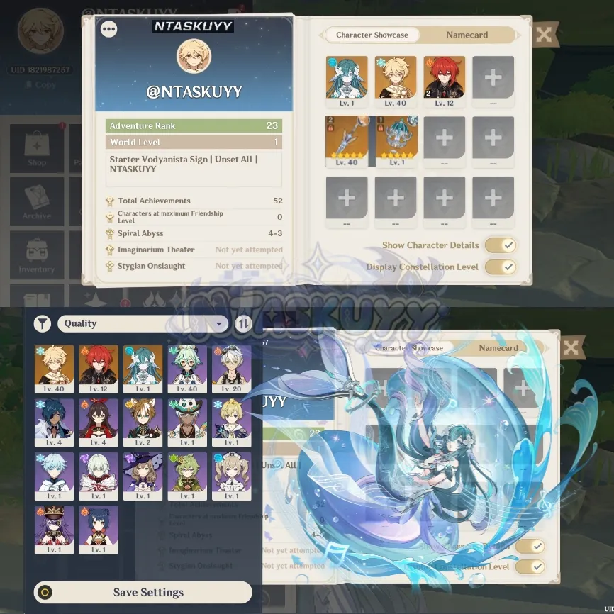 ASIA | AR 23 | Starter Vodyanista Sign + Diluc C2 | Unset All | MC Aether