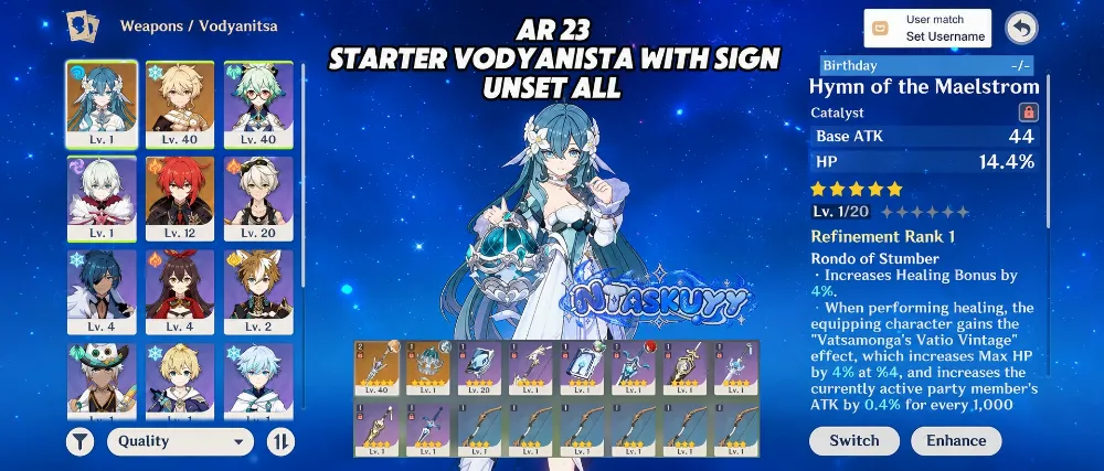 ASIA | AR 23 | Starter Vodyanista Sign + Diluc C2 | Unset All | MC Aether