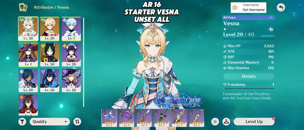ASIA | AR 16 | Starter Vesna + Mona + Tighnari | Unset All | MC Aether