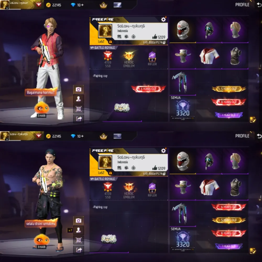 Akun Old | 8 Years Old | EP semi old S8 | baju rank old | Set cepcil