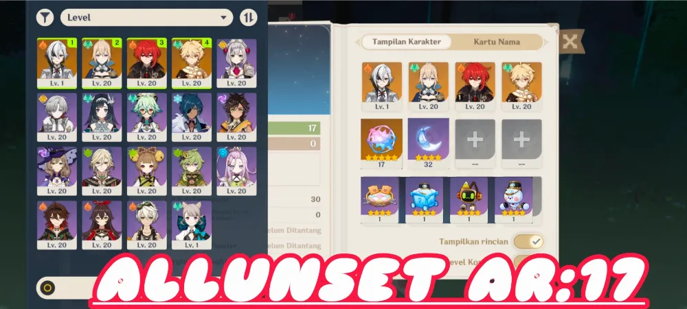 [Asia] | AR:17 | Arlecchino + jean + Diluc | MC Aether | F2P | low eksplore | no cheat