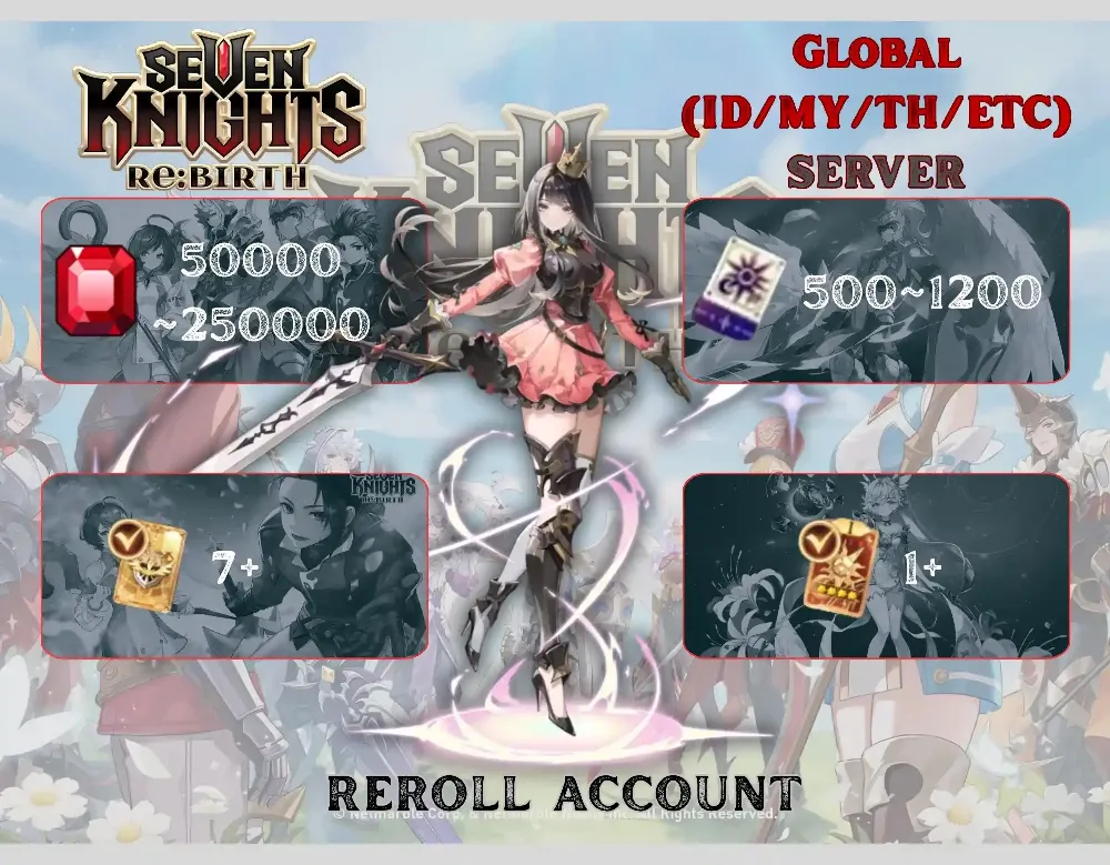 Sea server 100000+Ruby/ 3~8 Random Legendary Heroes/ 800+ Summon Voucher/ 50+