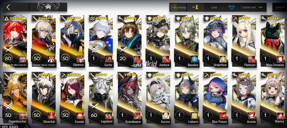ARKNIGHTS GLOBAL STARTERMID 6*6 , LIMITED EXUSIAI ALTER , ULPIANUS,DEGENBRECHER,EXECUTOR ALTER