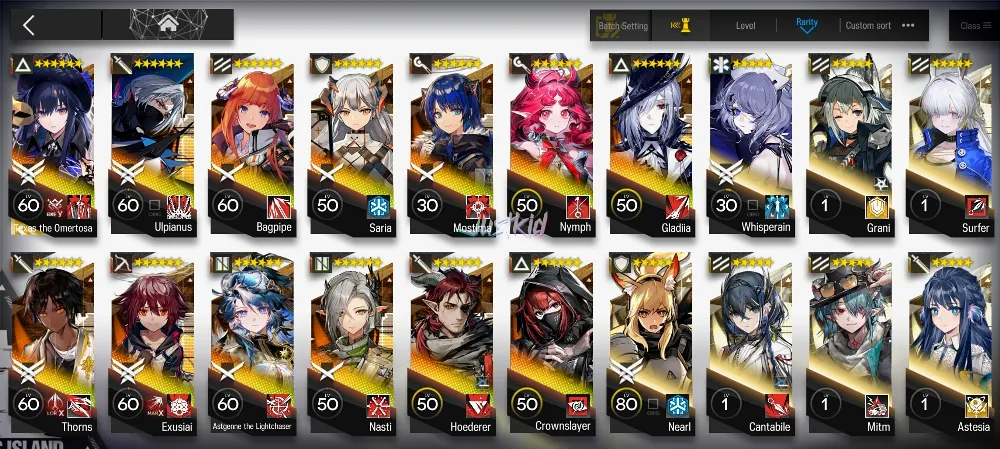 ARKNIGHTS GLOBAL EARLYMID 13*6 , LIMITED TEXAS ALTER , ULPIANUS,NASTI,NYMPH,HOEDERER,THORN,BAGPIPE