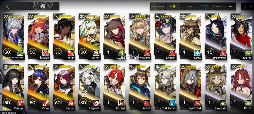 ARKNIGHTS GLOBAL STARTER 7*6 , 2 LIMITED SILVERASH ALTER,VIRTUOSA , BAGPIPE,THORN,CHEN,EXUSIAI
