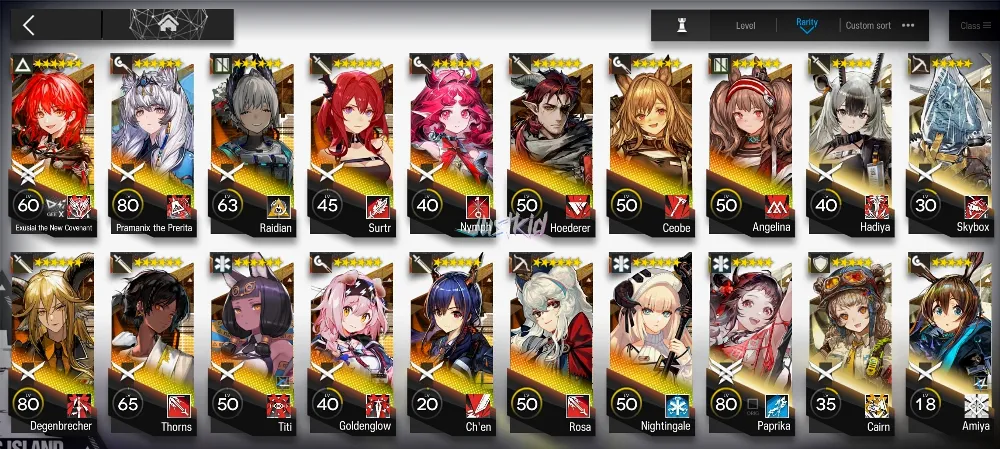 ARKNIGHTS GLOBAL EARLYMID 15*6 , LIMITED EXUSIAI ALTER , TITI,PRAMANIX ALTER,NYMPH,DEGENBRECHER