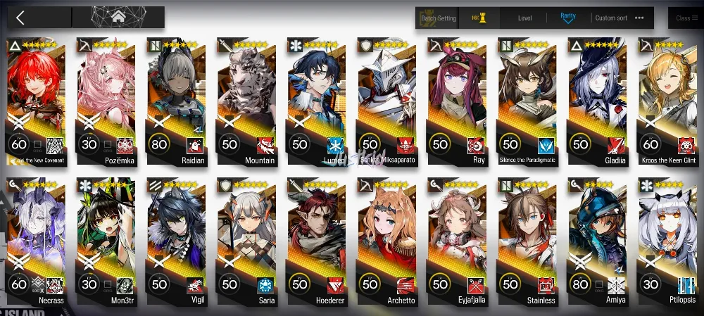 ARKNIGHTS GLOBAL EARLYMID 17*6 , LIMITED EXUSIAI ALTER , NECRASS,MON3TR,POZEMKA,HOEDERER,MOUNTAIN