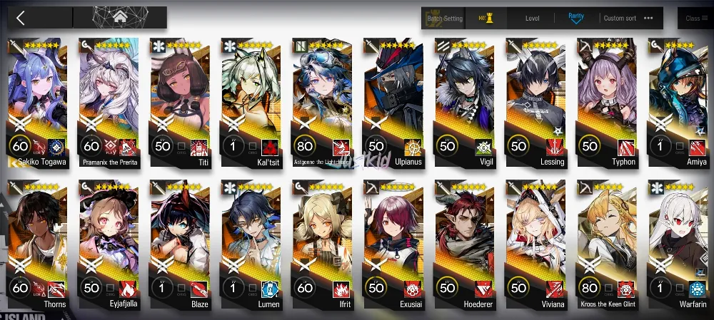 ARKNIGHTS GLOBAL MIDGAME 17*6 , LIMITED SAKIKO , PRAMANIX ALTER,ULPIANUS,TYPHON,EYJA,THORN,HOEDERER
