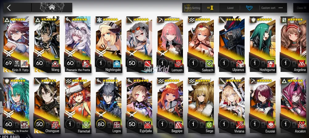 ARKNIGHTS GLOBAL EARLYMID 20*6 , 4 LIMITED KIRIN YATO,WANG,CHONGYUE,HOSHIGUMA ALTER , PRAMANIX ALTER