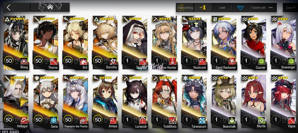 ARKNIGHTS GLOBAL STARTER 7*6 , LIMITED WANG , PRAMANIX ALTER,THORN,DOROTHY,IFRIT,SARIA,HELLAGUR