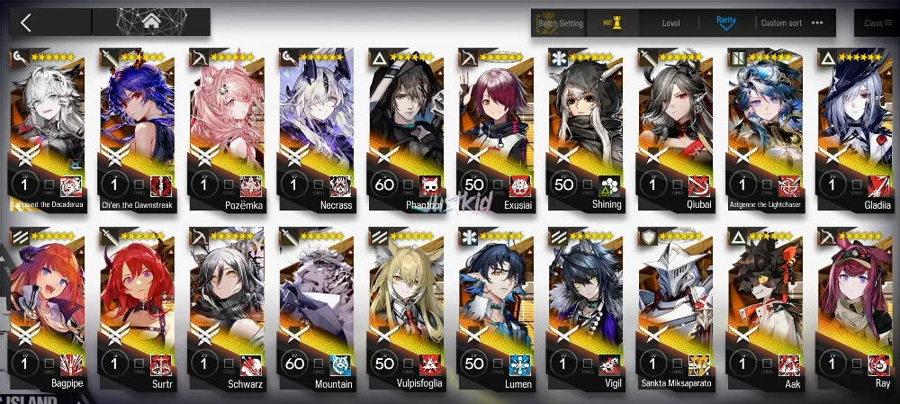 ARKNIGHTS GLOBAL EARLYMID 20*6 , LIMITED LAPPLAND ALTER , NECRASS,CHEN DAWNSTREAK,RAY,POZEMKA,SURTR