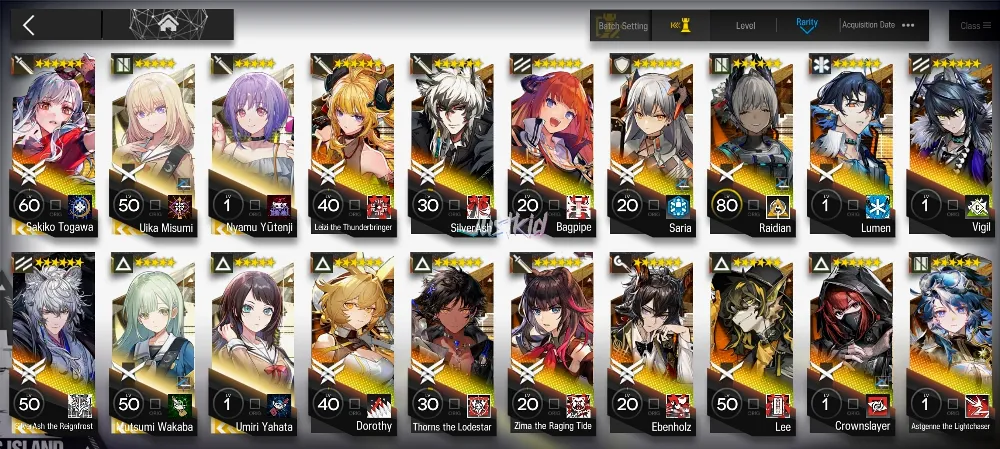 ARKNIGHTS GLOBAL EARLYMID 16*6, 2 LIMITED SAKIKO,SILVERASH ALTER, ZIMA ALTER,LEIZI ALTER,THORN ALTER
