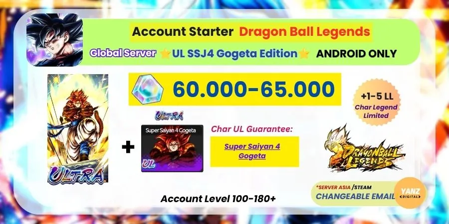 [ANDROID] DBL Account | UL SSJ4 Gogeta Edition | 60.000-65.000 CC + | 1–5 Legends Limited