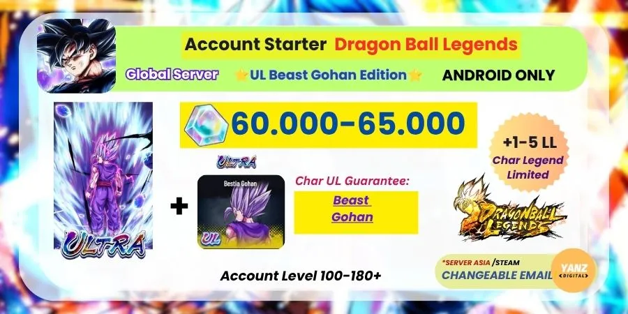 [ANDROID] DBL Account | UL Beast Gohan Edition | 60.000-65.000 CC + | 1–5 Legends Limited