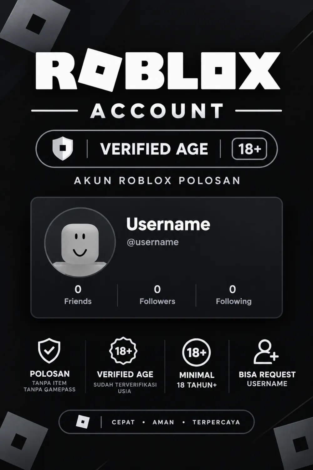 Akun polosan verifed Id 18+/21+