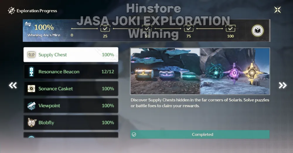 Whining aix`s Mire exploration 100%