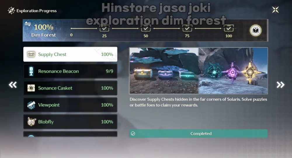 Dim Forest exploration 100%