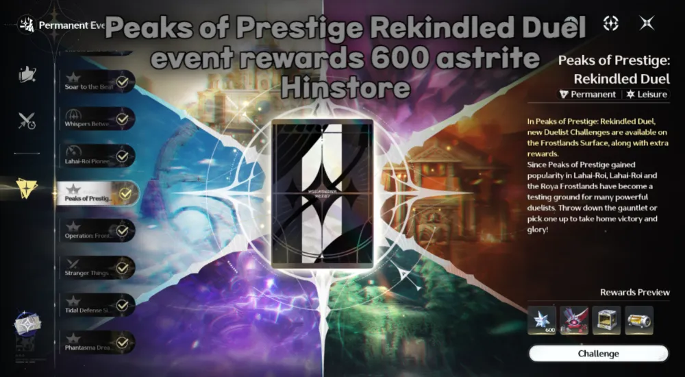 Peaks of Prestige Rekindled Duel event