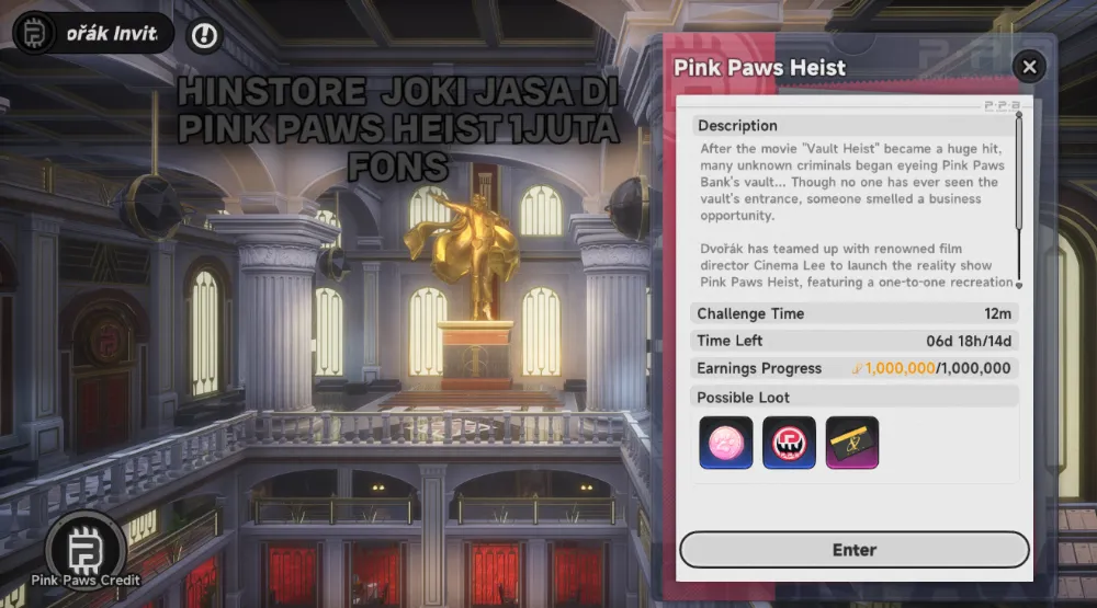Pink Paws Heist 1juta fons JOKI