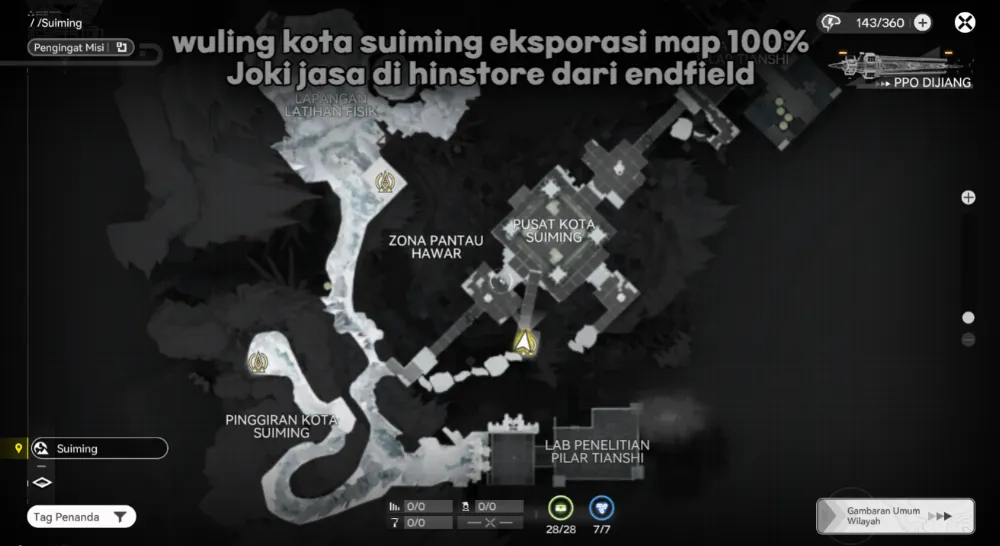 JOKI kota suiming eksporasi map 100% & mission event