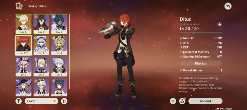 (America) starter diluc+Mizuki ar10 rate on