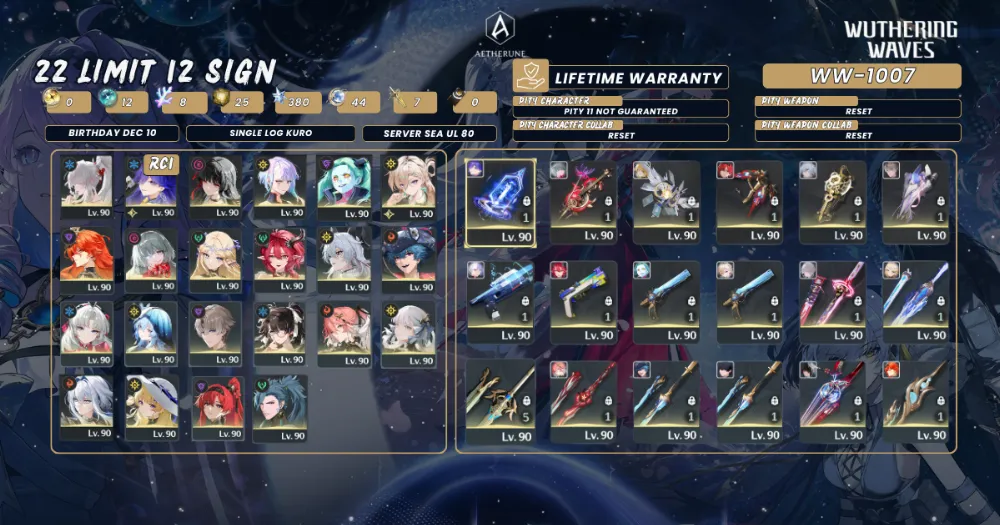 [SEA UL80] 22 Limit 12 Sign |Hiyuki S1+Aemeath S1+Lucilla RC1S1+Chisa S1+Lynae+Phrolova S1, etc|1007