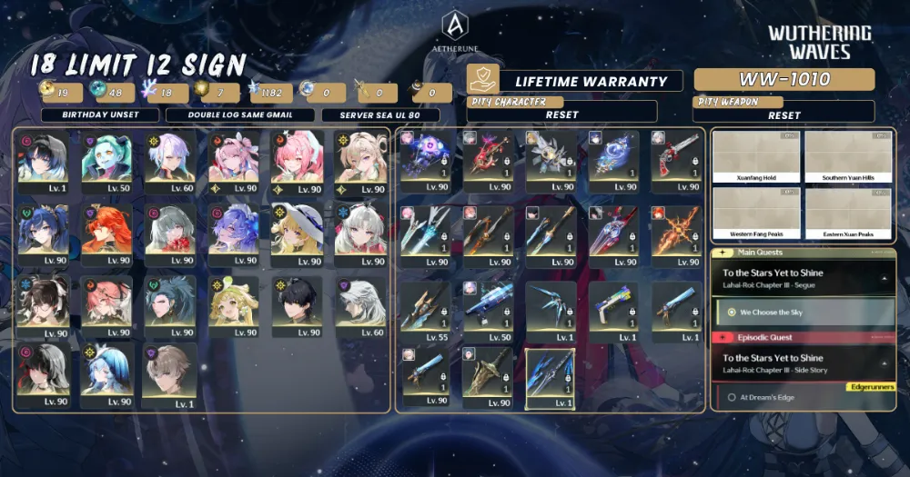 [SEA UL80]18 Limit 12 Sign|Xuanling S1+Lucy S1+Aemeath S1+Denia S1+Lynae+Phrolova S1+Chisa S1|1010