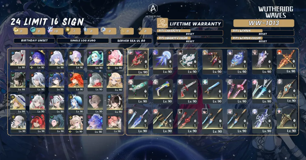 [SEA UL80]24 Limit 16 Sign|Hiyuki S1+Lucilla+Aemeath S1+Mornye S1+Lucy+Lynae S1+Phrolova S1,etc|1013