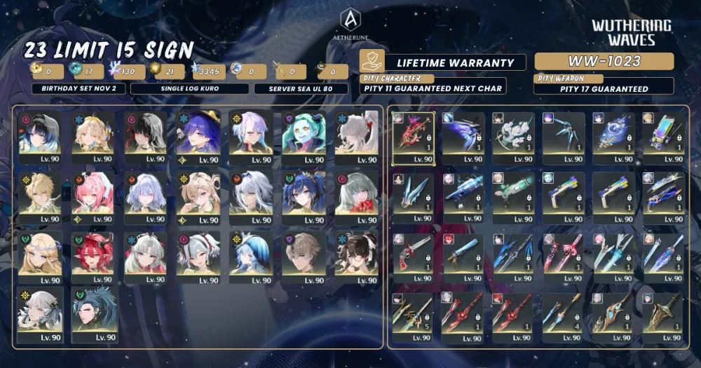 [SEA UL80]23 Limit 15 Sign|Xuanling S1+Suisui+Hiyuki S1+Aemeath S1+Lucy S1+Mornye+Lynae S1+Chisa|023