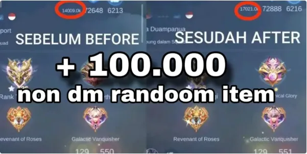 100K Charisma Point Non Dm | Random Item + Bonus Untuk Pelanggan Setia