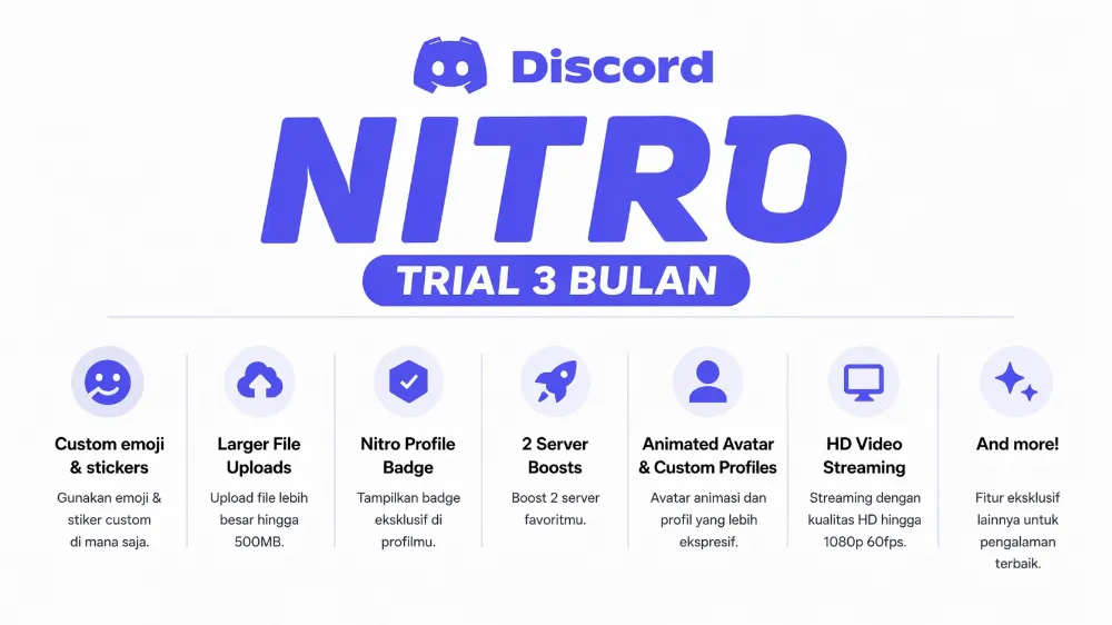 DISCORD NITRO TRIAL 3 BULAN VIA LOGIN/LINK