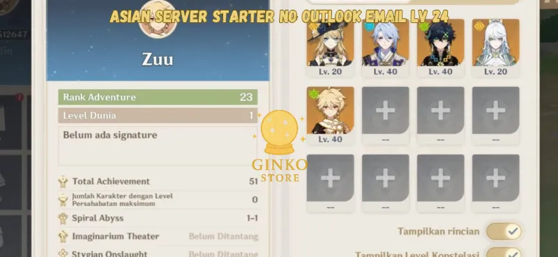 Asian Starter|8SSR|zibai Kinnich Navia Kamisato ayato Mona Diluc Keqing Mizuki AR 24