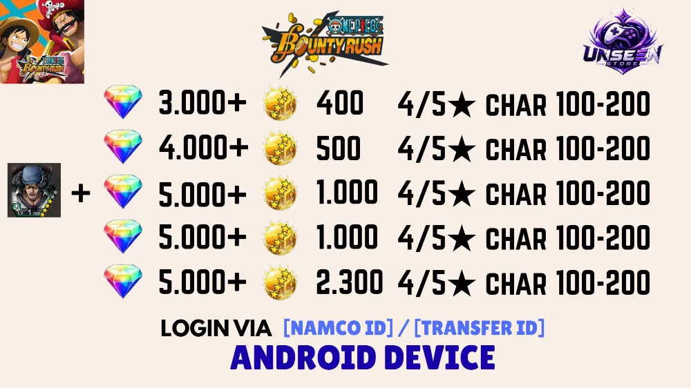 Akun Reroll ONE PIECE Bounty Rush [Android]